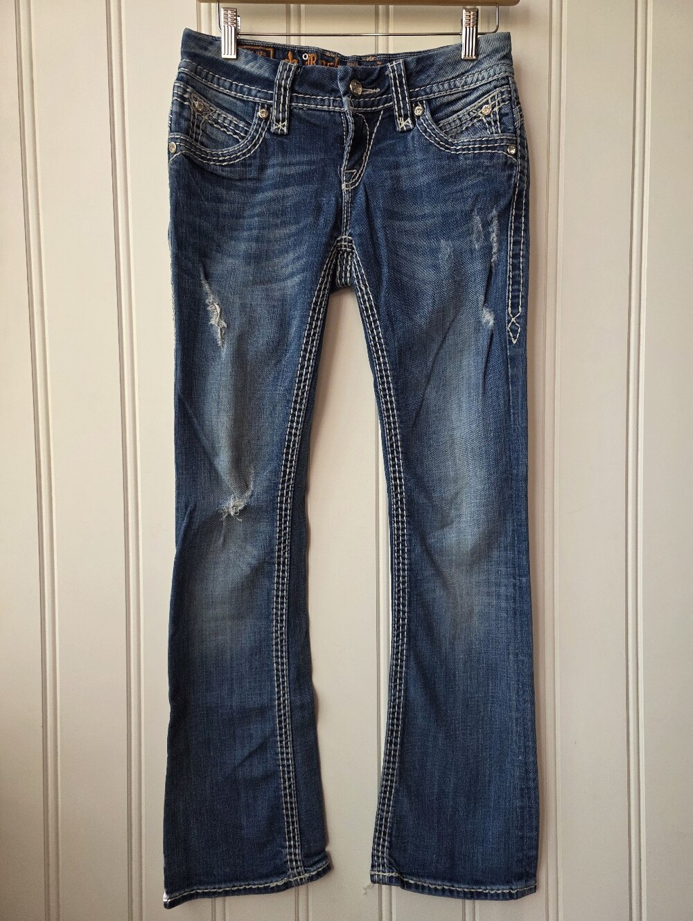 Rock Revival Aida Bootcut Denim Distressed Blue Jeans Womens Size 27X30